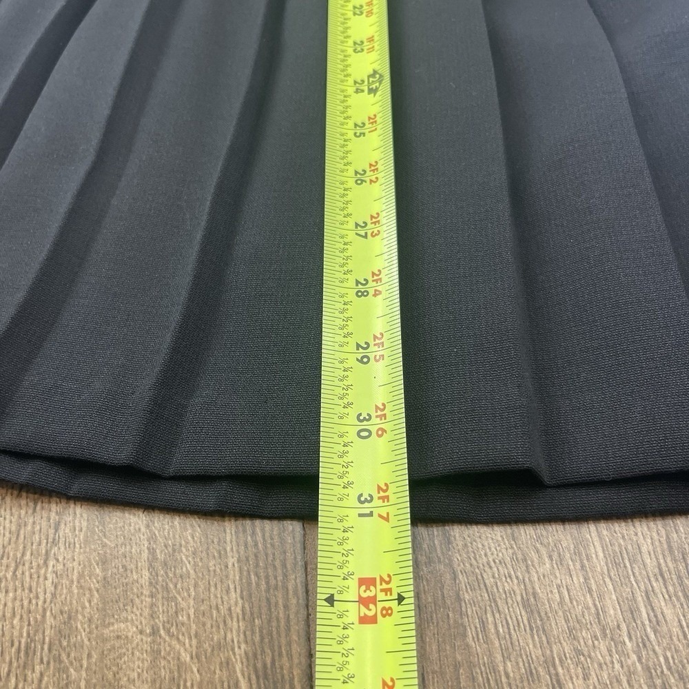 Vintage Koret Pleated Midi Skirt Sz 14 Black Elastic Waist Cottage Academia USA - Picture 9 of 9